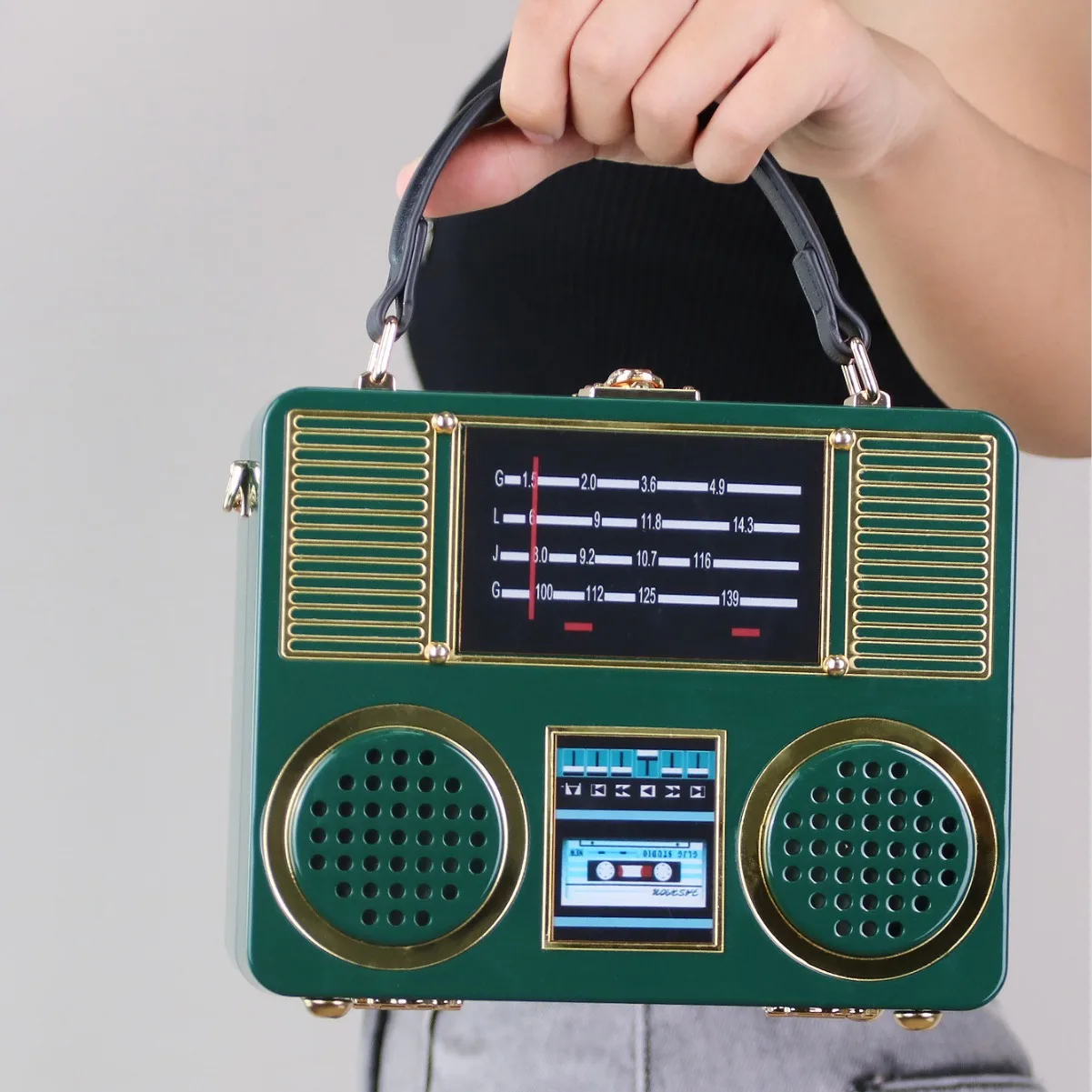 

2026 trendy acrylic stylish square bag personalized radio shoulder crossbody box storage vintage bag