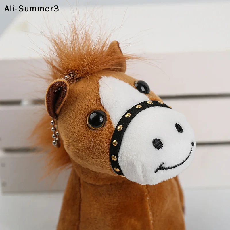 Portachiavi a forma di cavallo, ciondolo per borsa in peluche, simpatico pony marrone, regali Kawaii per Natale, Capodanno, accessori, ciondolo con animali di peluche