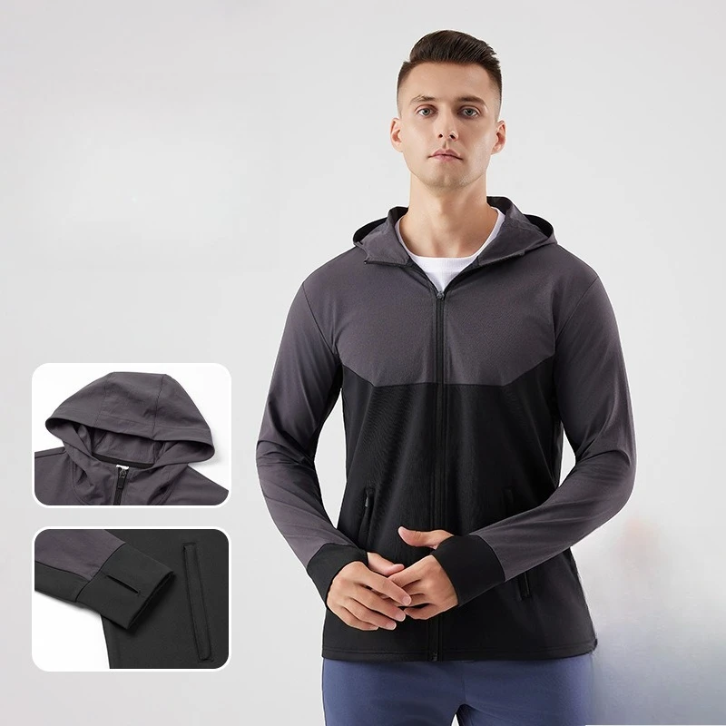 Spring Running Windbreaker Lightweight Jacket Long-Sleeved Zip-Up Hoodie for Autumn Quick-Dry Outdoor Windproof Jacket