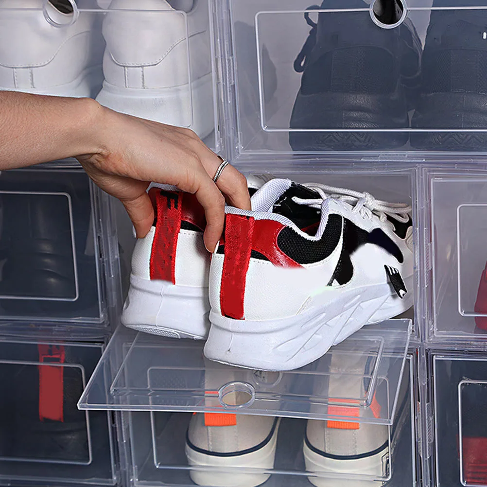 

4 Pcs Shoe Box Storage Transparent PP Material Thickened Stackable Design Under Bed Cabinet ganized Easy Find Save Time