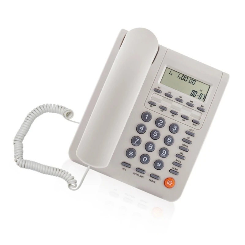 1PC Desktop Landline Telephone Fixed Phone Corded Telephone with Caller Display Cord Record for Home Hotel Offices and More