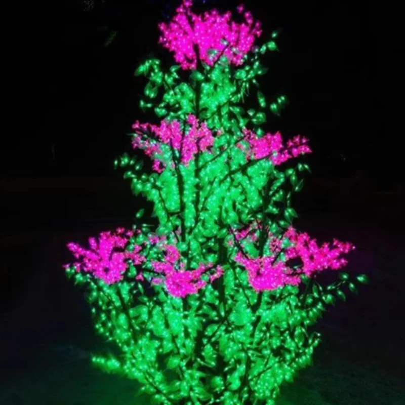 

Lilac Tree Motif Light Red Flower Green Leaf Luminous Tree Landscape Lighting Flower Arrangement Courtyard Tree Lamp