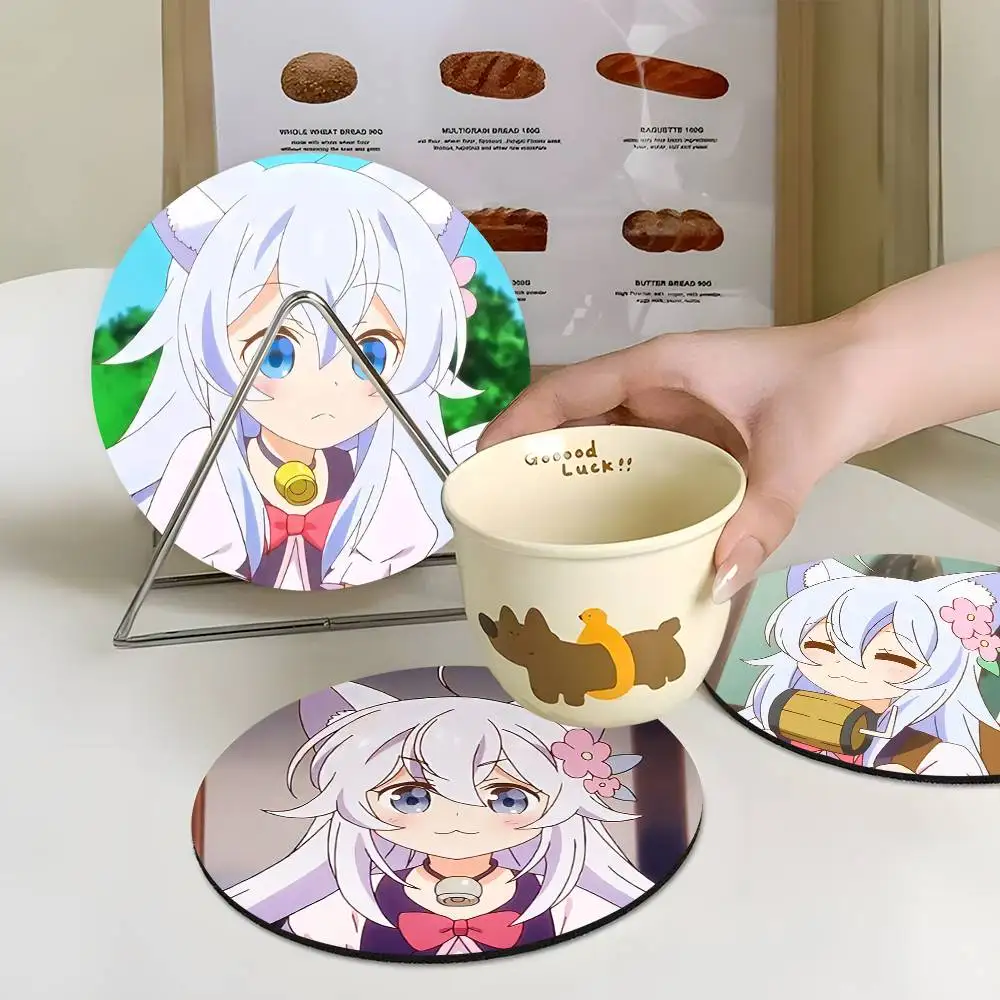 

1pc Noela Anime Drugstore In Another World Cute Cat-eared Girl Wooden Coaster Colour Printing Cup Mat Home Desk Decoration Gifts
