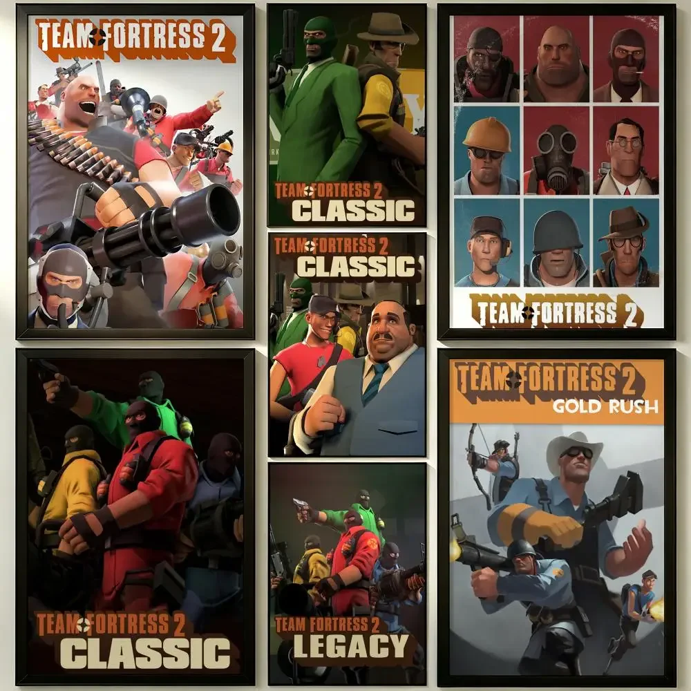 Team Fortress Cool Video Game Gaming Self-Adhesive Poster Peel and Stick Waterproof Removable HD Print for Bedroom Dorm Room