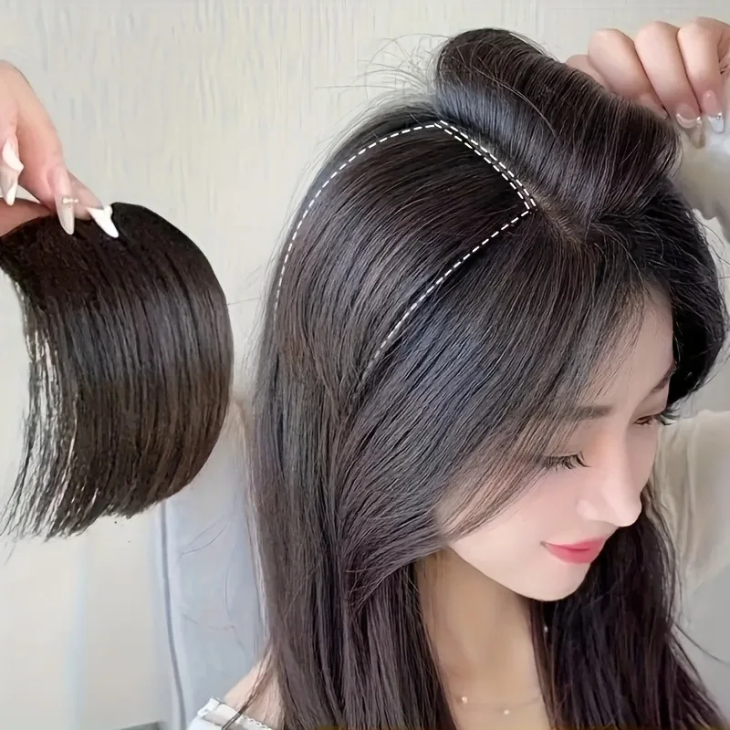 Synthetic 10cm Clip In Hair Extensions Short Straight Topper Invisible Seamless Side Cover Hairpiece Natural Volume Easy Wear