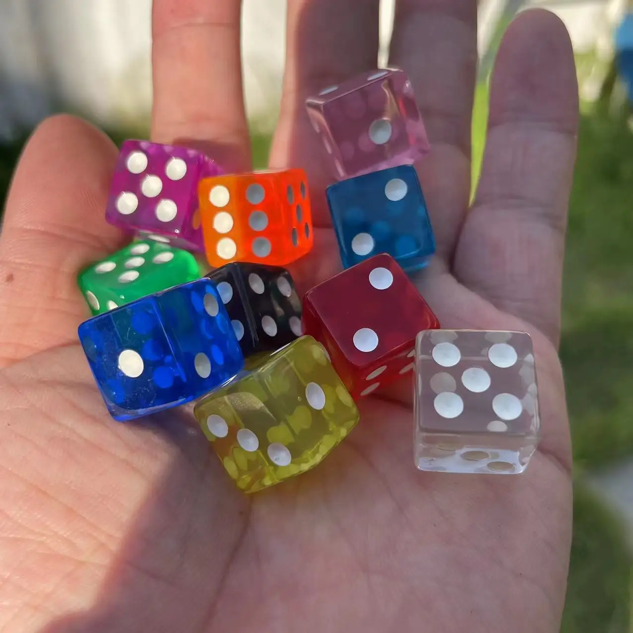 10Pcs/Set 16mm Transparent Colorful  6 Sided D6 Point Dice For Family Board Game Math Learning, Dice for Classroom