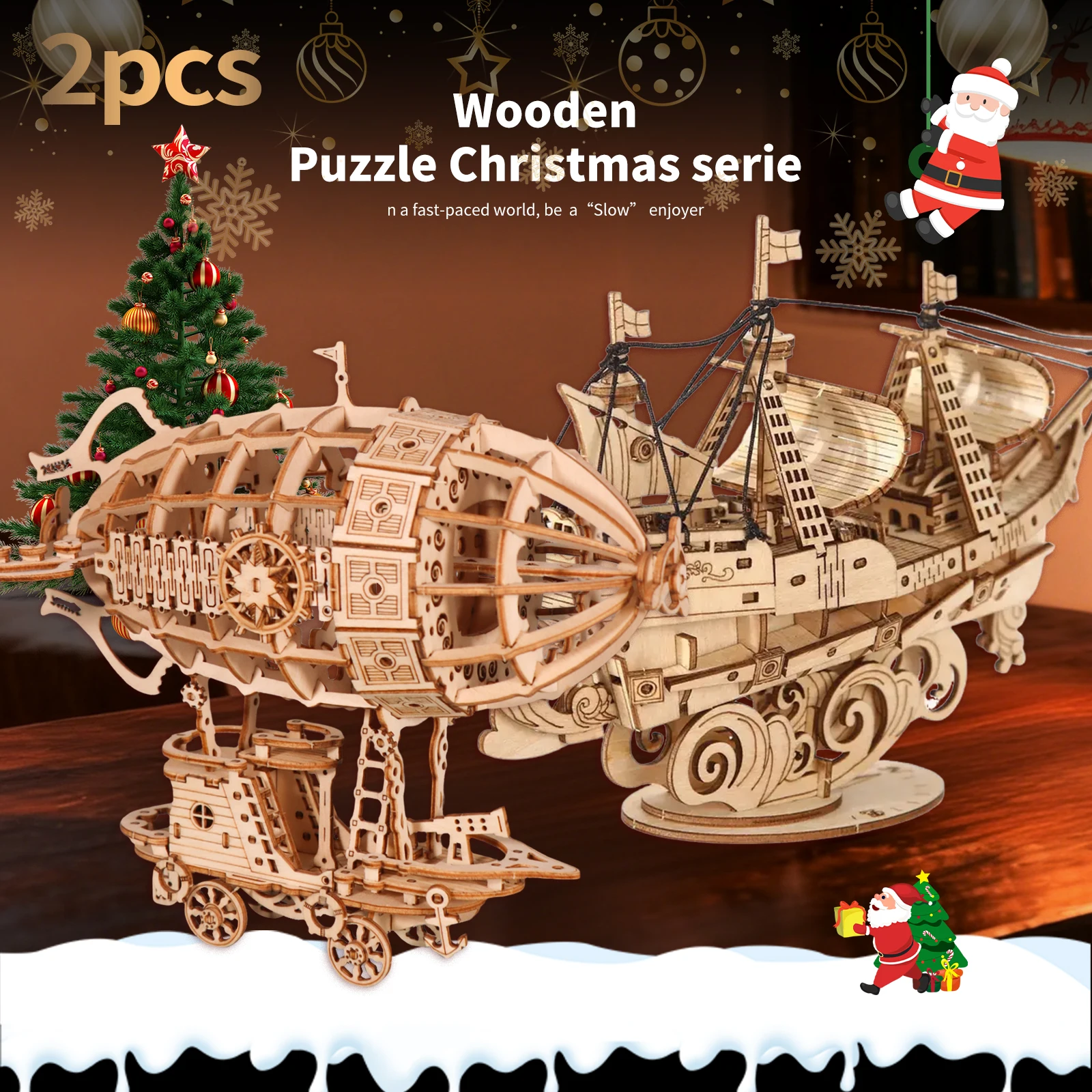 

2 шт. 3D деревянная головоломка дирижабль и океанский парусник, наборы моделей для взрослых, набор для сборки модели, головоломка для взрослых, для сборки