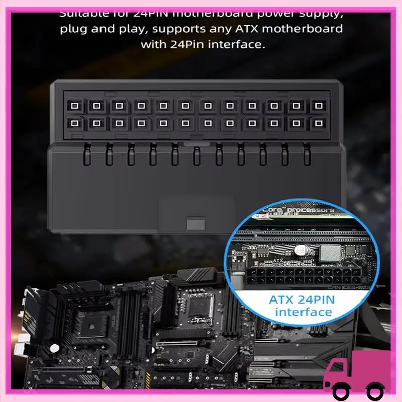 Compact ATX 24-Pin 90° Power Connector Adapter 5V 3 Pin ARGB 24Pin Female To Male 90° Power Adapter DIY For Desktops PC