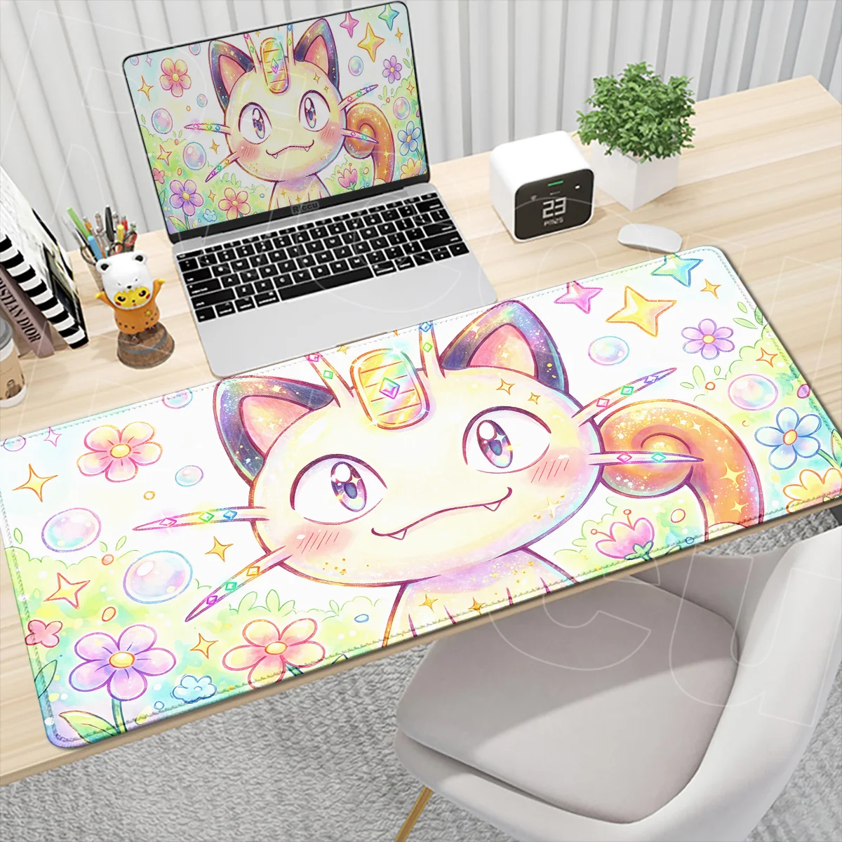 Kawaii Laptop Gamer Anime Desktop Carpet Non-slip Computer Keyboard Mats P-Pokemon Meowth Large Mouse Pads PC Rubber Accessories