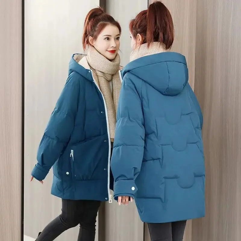 Manteau Parka d'hiver pour femmes, Styles moyens et longs, vêtements d'extérieur pour dames, mode confortable et polyvalente, veste en duvet de coton pour dames, 2025