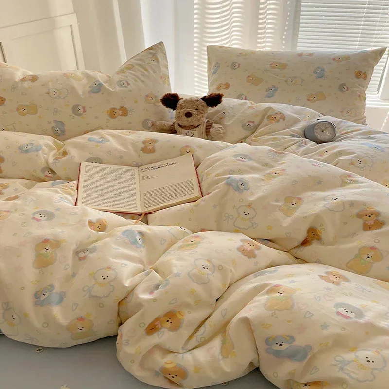 2025 Spring Cotton Cartoon Printed Bedding Set Soft and Skin Friendly Duvet Cover for Bedroom Single Double Bed Textile Supplies