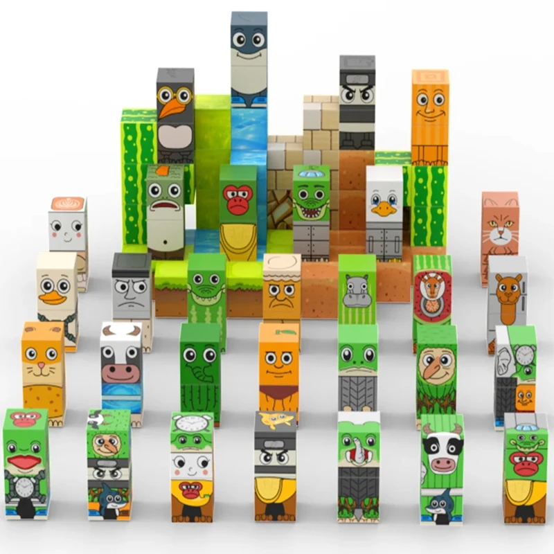 Tralalero Tralala Brainrot figuras bloque magnético Tung Sahur construye mina imán mundo juguetes sensoriales para niños pequeños regalo de cumpleaños