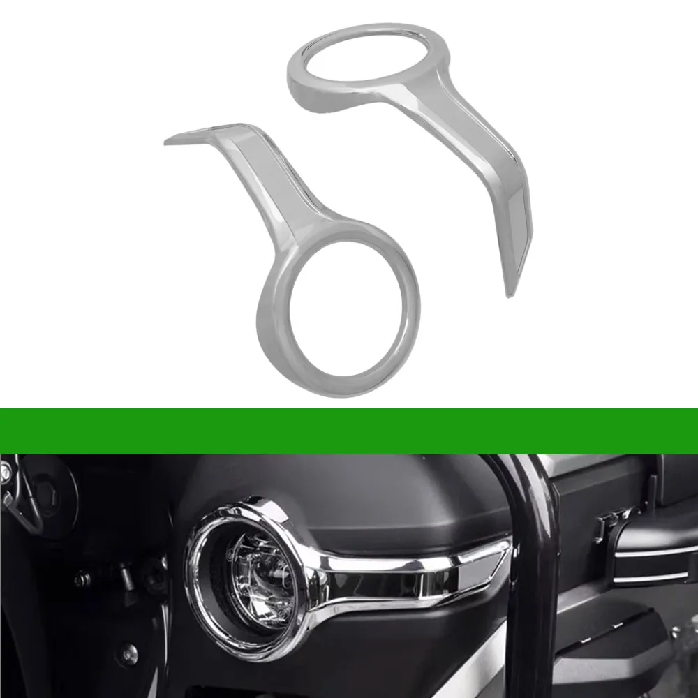 1Pair Fog Light Trim Rings Fit For Honda Gold Wing Dct Tour Tour Airbag Dct Tour Dct 2018-2025 Abs Front Fog Light Bezel Chrome