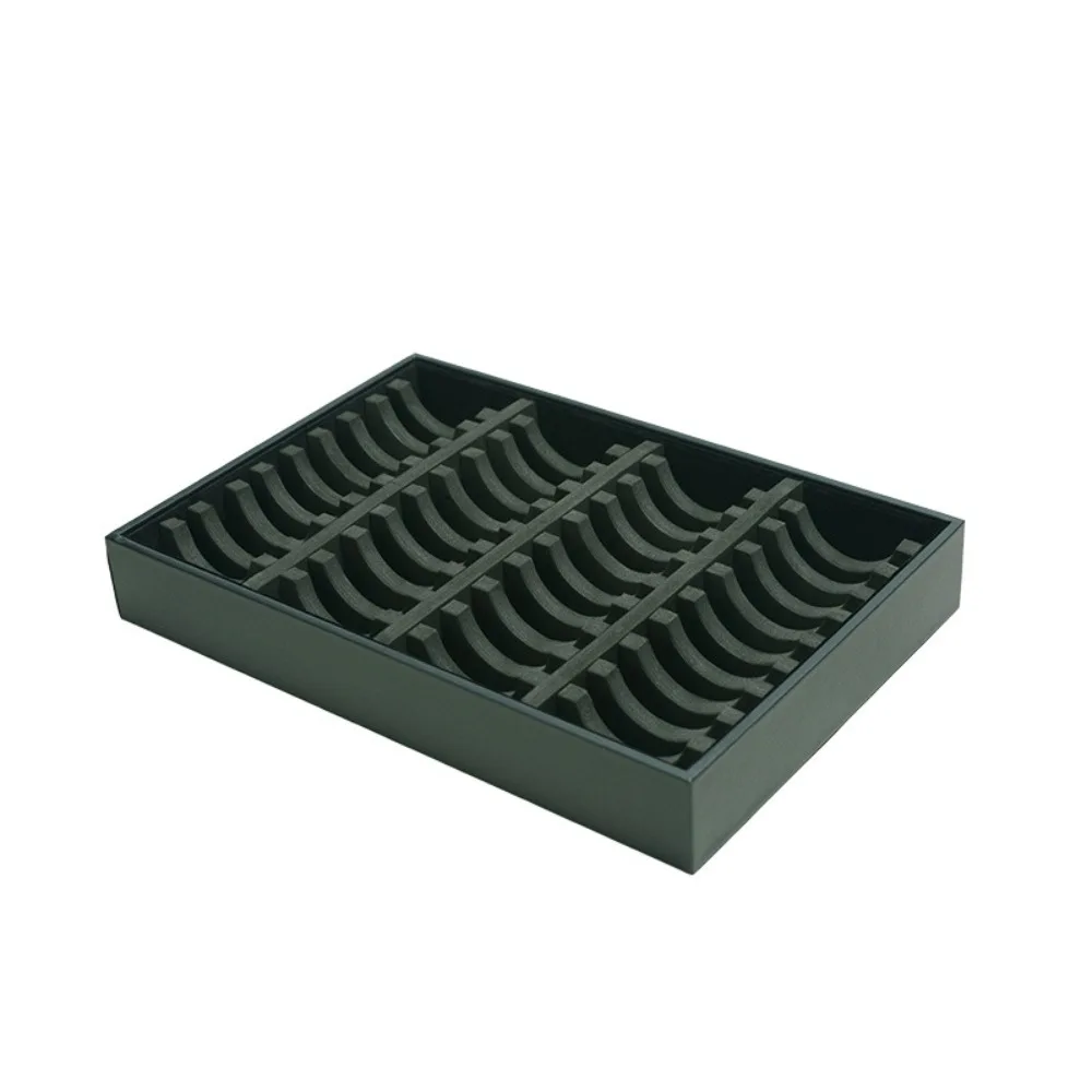 10/40 Slots Bracelet Storage Tray Rectangle Shape PU Leather Jewelry Organizer No Lid Stackable Bracelet Display Plate Dresser