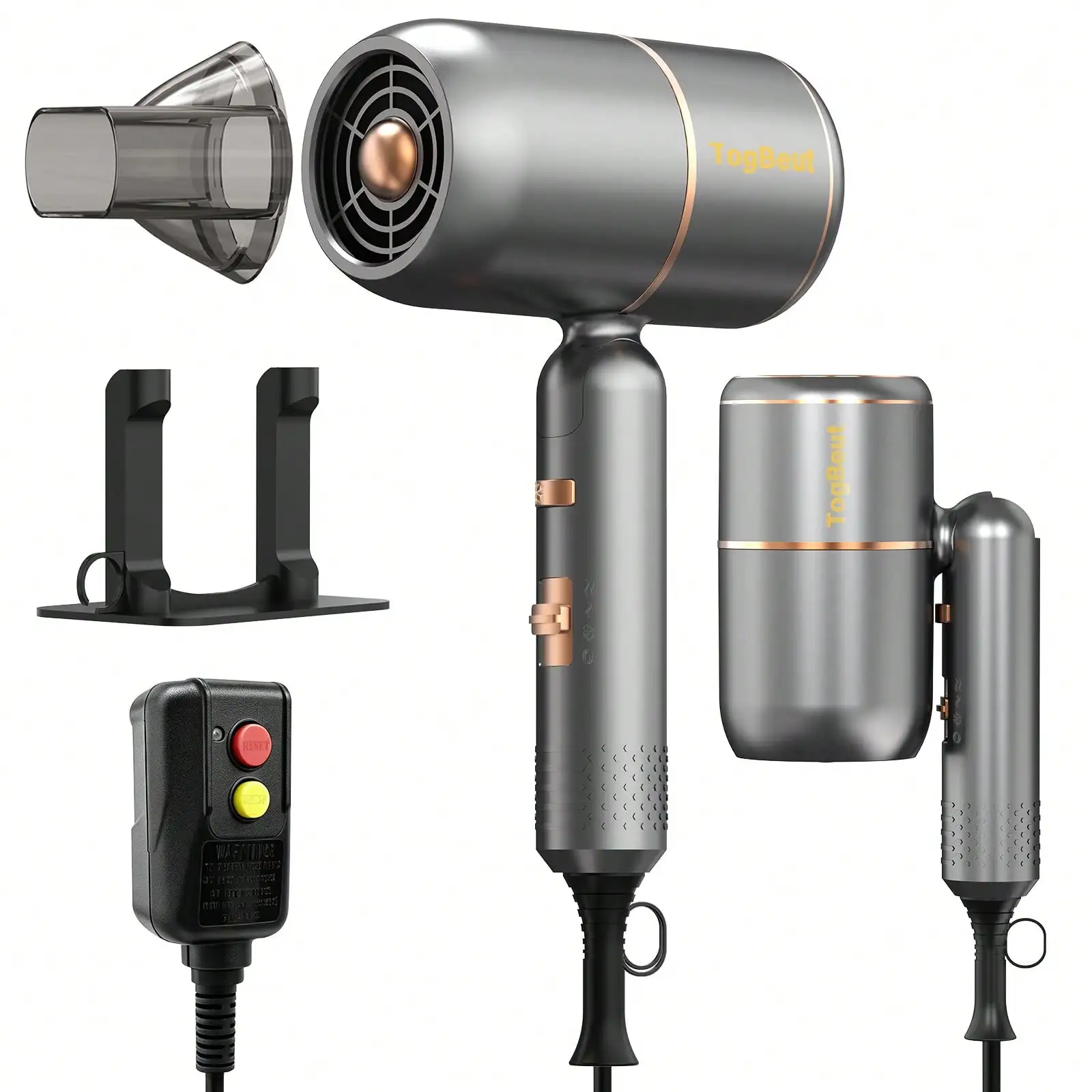 Professional Negative Ion Hair Dryer, 1800W High Speed Professional Blow Dryer ,Powerful Fast Drying Low Noise Hair Dryer, Comes With 1Concentrator Nozzles 2X Faster Drying, 3 Heat Settings & Cold Shot, Foldable Hair Dryer，sb260712115067318865516