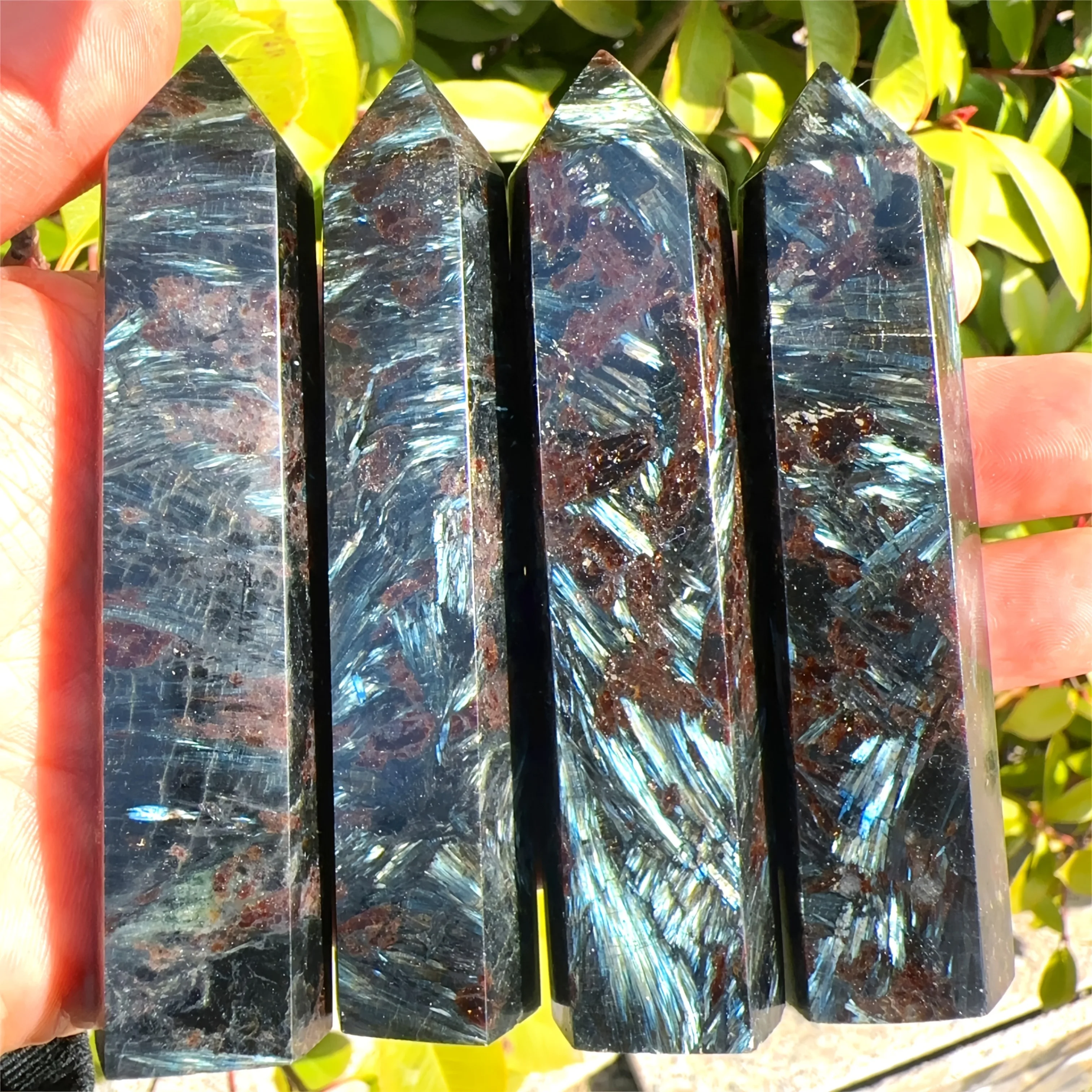 1pc Large Natural Astrophyllite Tower Flashy Arfvedsonite Point, Witchcraft Crystal Stone Obelisk, Rocks And Crystals Tower