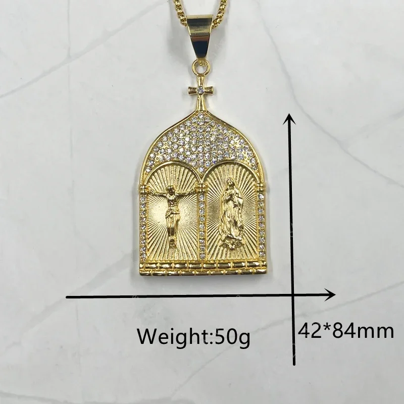 يسوع السماوية الأب الأم العائلة المقدسة قلادة مع حجر الراين الكاثوليكية قلادة الملحقات المسيحية قلادة خمر #2