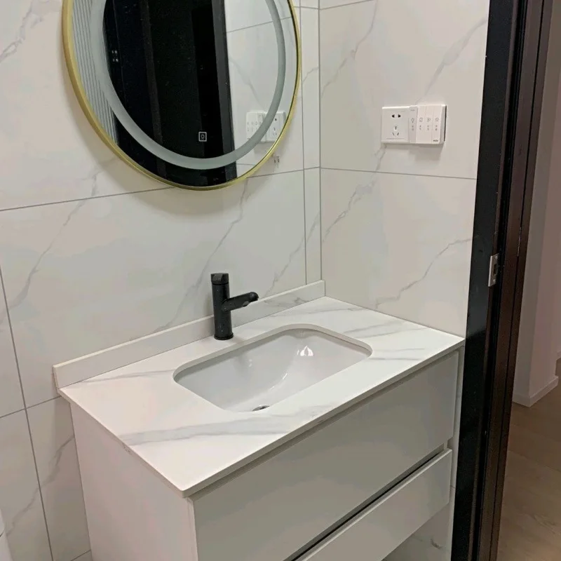Combinación de mueble de baño nórdico, lavabo de cerámica integrado minimalista moderno, lavabo de manos, juego de lavabo de inodoro