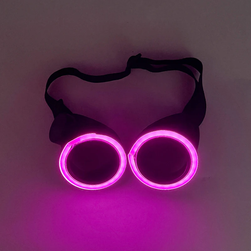 2026 Runde LED-Brille Disco Fluoreszierende Party-Punk-Leuchtbrille für Männer und Frauen Bar Nachtclub Neon-Brille Musik-Konzert-Zubehör – Detail 2