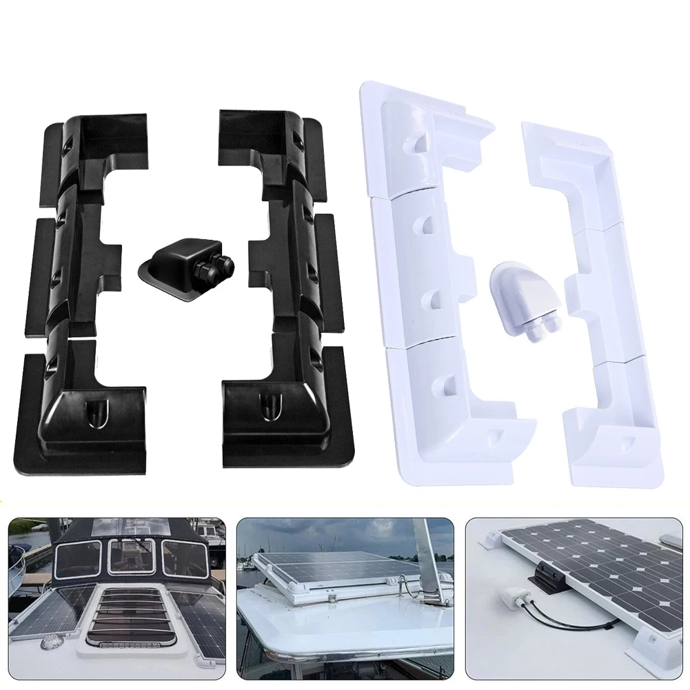 Solar Panel Mounting Bracket Kit for RV Caravan Boat Yacht - ABS Fixing Bracket Wire Box White & Black - Roof Top ABS Solar Pane