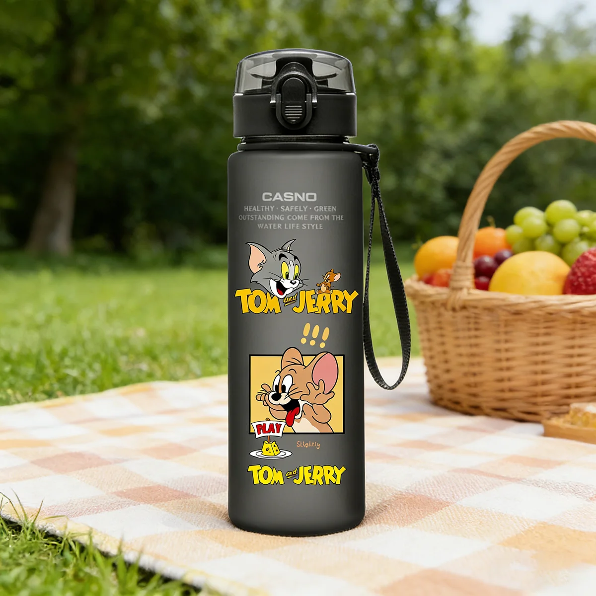 

Tom and Jerry Cartoon Water Bottle 500ML Leakproof Sports Bottle with Lanyard Portable Travel Drinking Bottle for Kids Adults