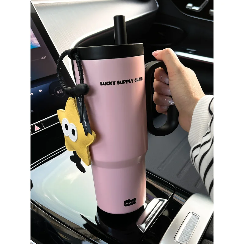 

Женская соломенная изолированная чашка Dominator, большая вместимость, портативная автомобильная чашка с ручкой, студенческая бутылка для мужчин