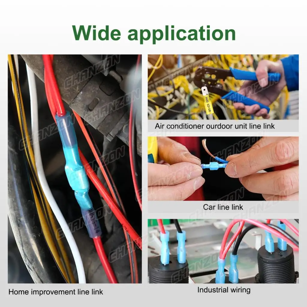 50-96-teiliges männlich-weibliches Schrumpf-Flachsteckverbinder-Set, Marinequalität, Crimp-Lötzinn, elektrische Drahtklemmen, 22–18, 16–14, 12–10 Awg – Detail 9