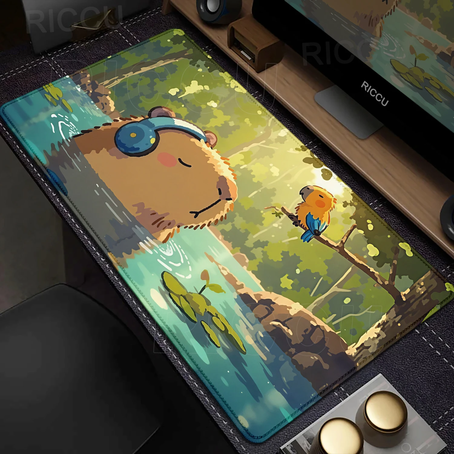 

Capybara Cute Mouse Pad Computer Desk Mat Office Accessories Large Lock Edge Creative Rubber Keyboard Mat PC Cabinet Carpet Rug