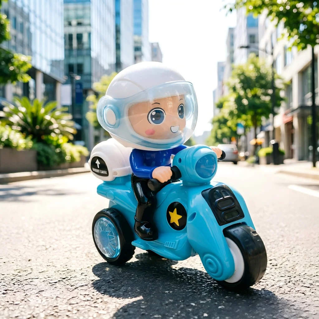 Kids Motorcycle Tricycle Toy, 360° Stunt Spinning, Mist Spray Effects, Music & Colorful Lights, Birthday Gift for Boys & Girls