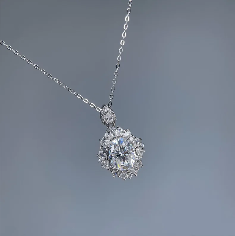 MuShan Brand Jewelry 925 Sterling Silver Chain Rope Moissanite Solitaire Valentine for Ladies 18K Gold Plated MST Patent