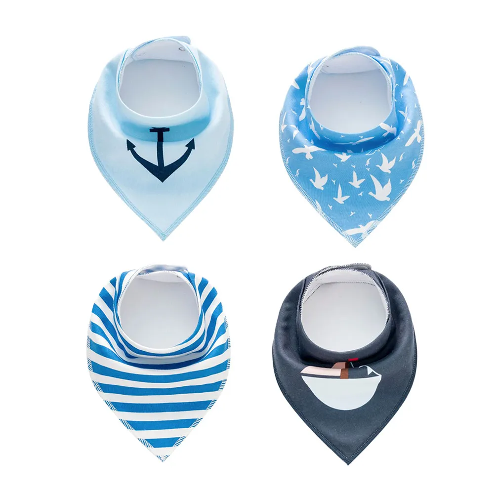 

4pcs Baby Triangle Water Towels Bibs Cotton Bibs Towels Feeding Bibs for Newborn Baby (13 Anchor Pattern)