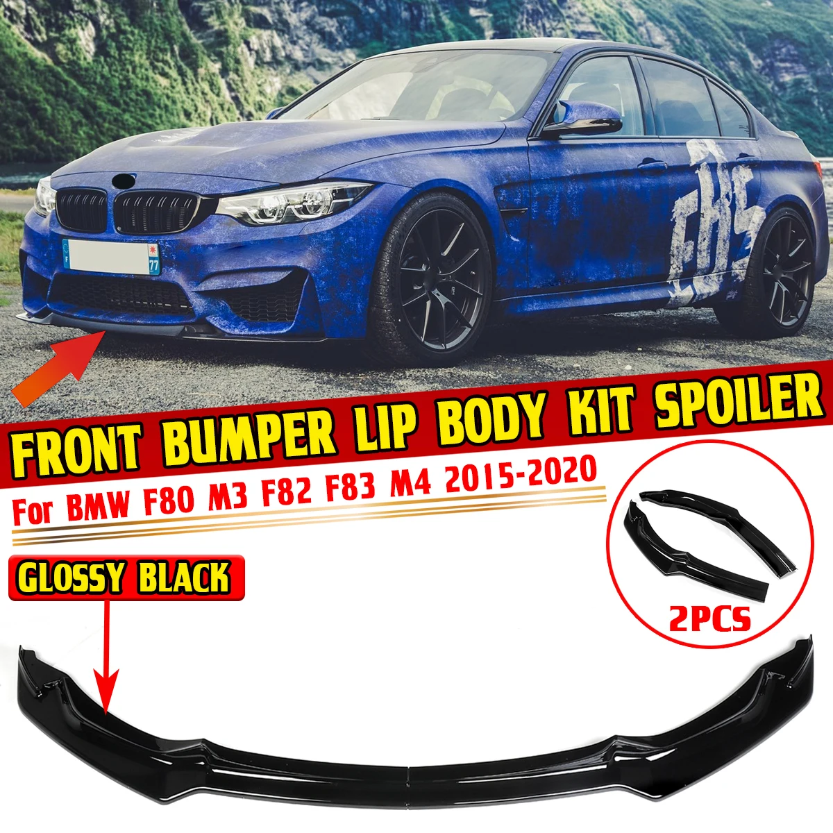 Car Front Bumper Splitter Lip Diffuser Body Kit Spoiler Guard For BMW M3 F80 M4 F82 F83 2015 2016 2017 2018 2019 2020