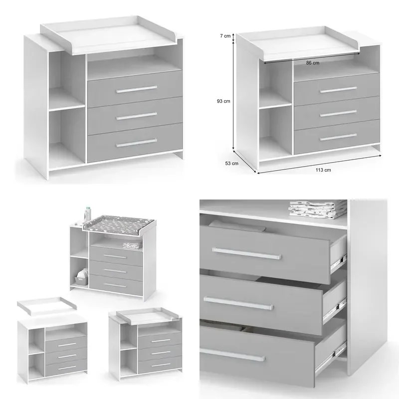 for  White Wooden Baby  Table with Cabinets Nursery Furniture Diaper Station  Infants and Children Storage Organizer