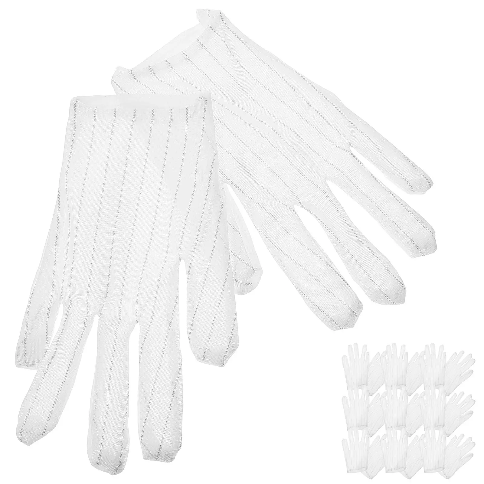 

10Pairs Anti Static Work Gloves White Non Slip Protective Gloves for Jewelry Coin Handling Inspection Hand Glove