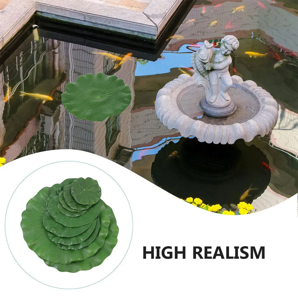 15Pcs Realistic Artificial Lily Pads for Aquariums and Ponds Floating Fake Lily Pad Decor Safe Fish Friendly Fade Resistant