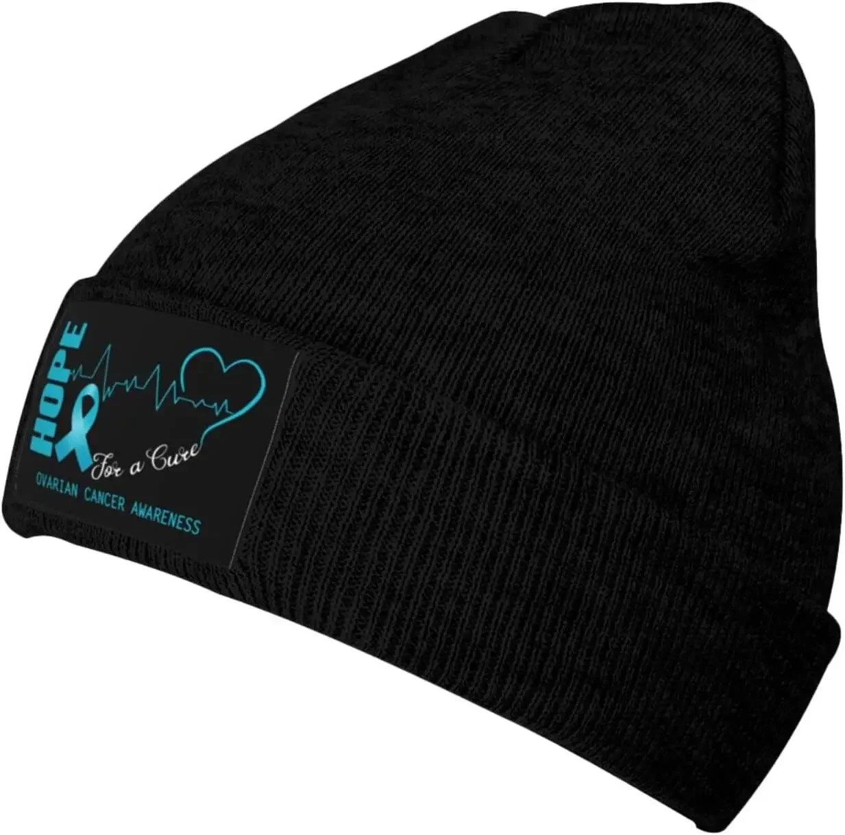 Hope for A Cure Ovarian Cancer Awareness Beanie Hat  Men Women Warm Knit Skull Cap Soft Acrylic Winter Hats