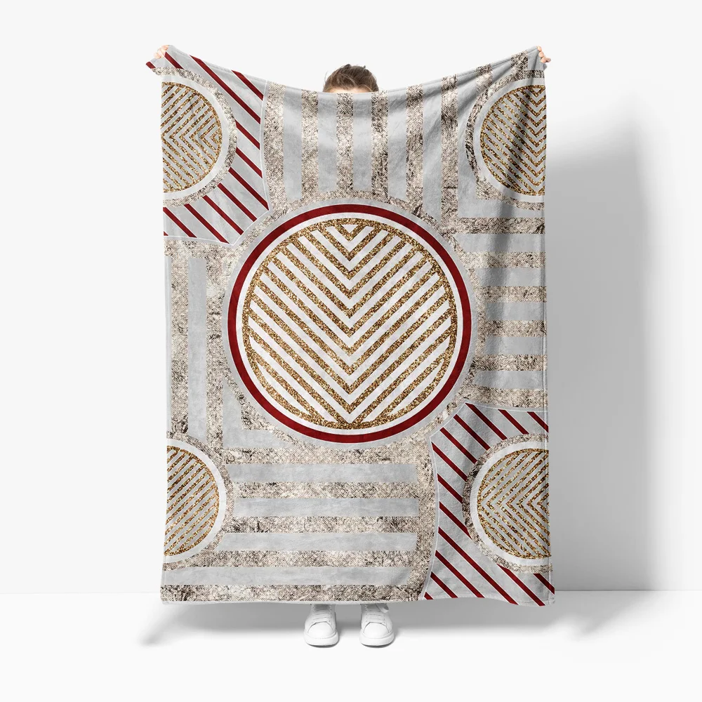 

Geometric Striped Throw Blanket Modern Sofa Bed Cover Abstract Pattern Quilt for Living Room Bedroom Decorative Throw Blanket