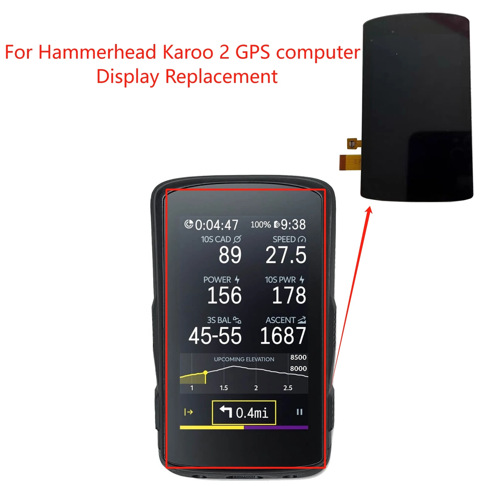 New Screen Lcd Oled Display for Hammerhead Karoo 2 Bicycle GPS Computer Replacement/Repair（Including LCD+TP+CoverGlass ）