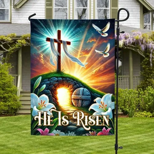 Easter Day He Is Risen Empty Tomb Christian Cross Flag Graden Flag XXH LLP LLX uui