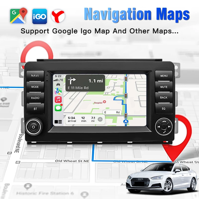 2025 7 بوصة لينكس سيارة ستيريو لاسلكي CarPlay أندرويد السيارات نظام تحديد المواقع FM DSP بلوتوث مشغل وسائط متعددة لبنز الذكية Fortwo