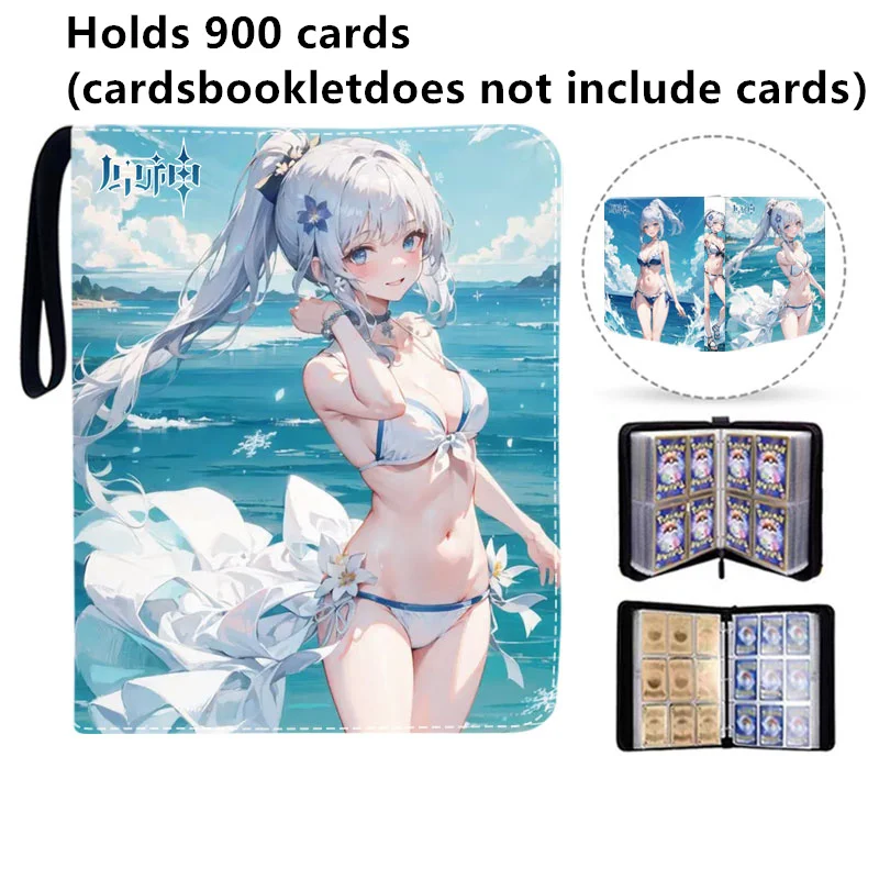 900pcs Genshin Impact ONE PIECE sexy goddess Card Album Book Folder 9 Card Slots Zipper Double Pocket Zipper Card Binder Holder