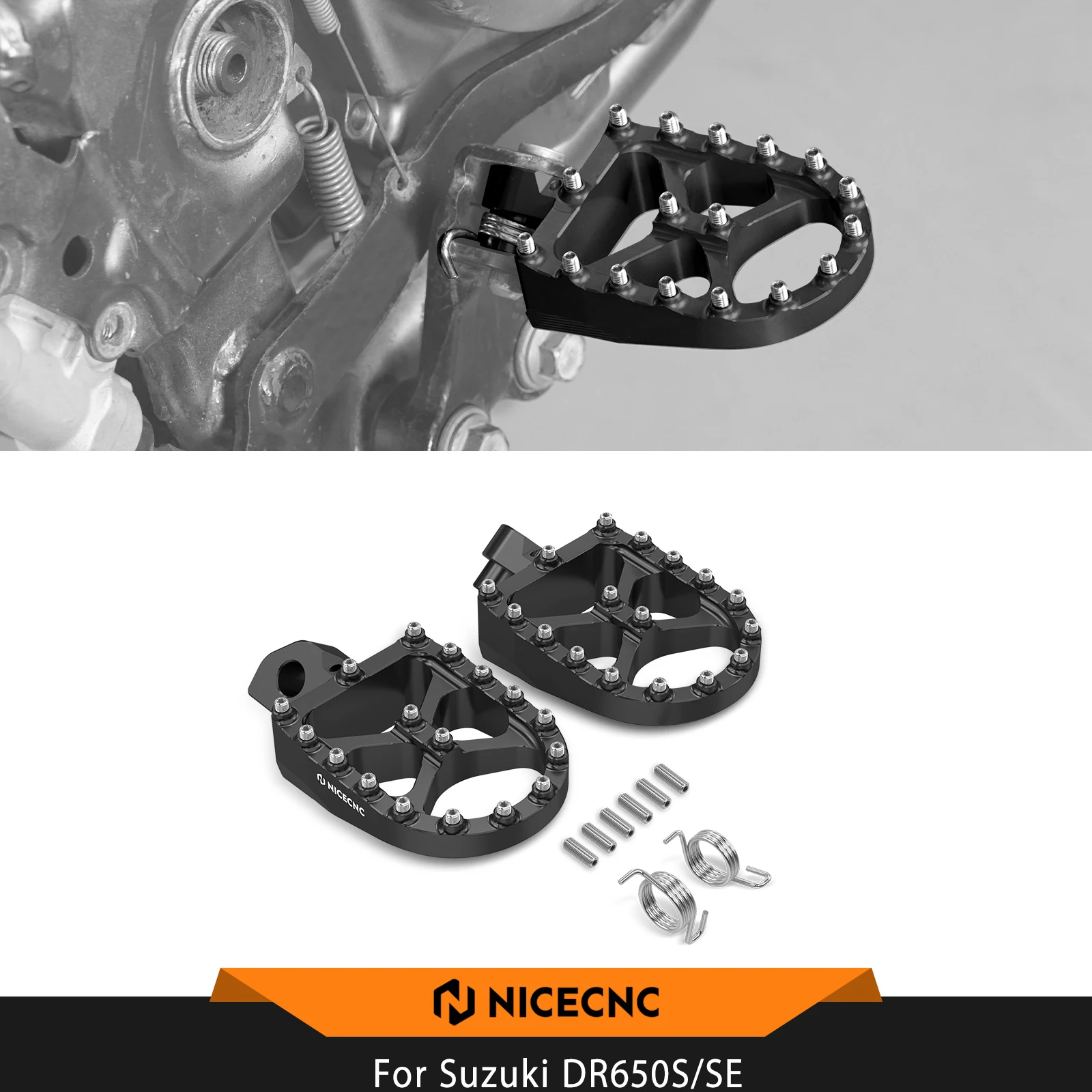 NICECNC For Suzuki DR650 S DR650 SE 1996-2025 2024 Enlarged Footpegs Wide Foot Pegs Footrests Pedal For Suzuki DR650 Accessories