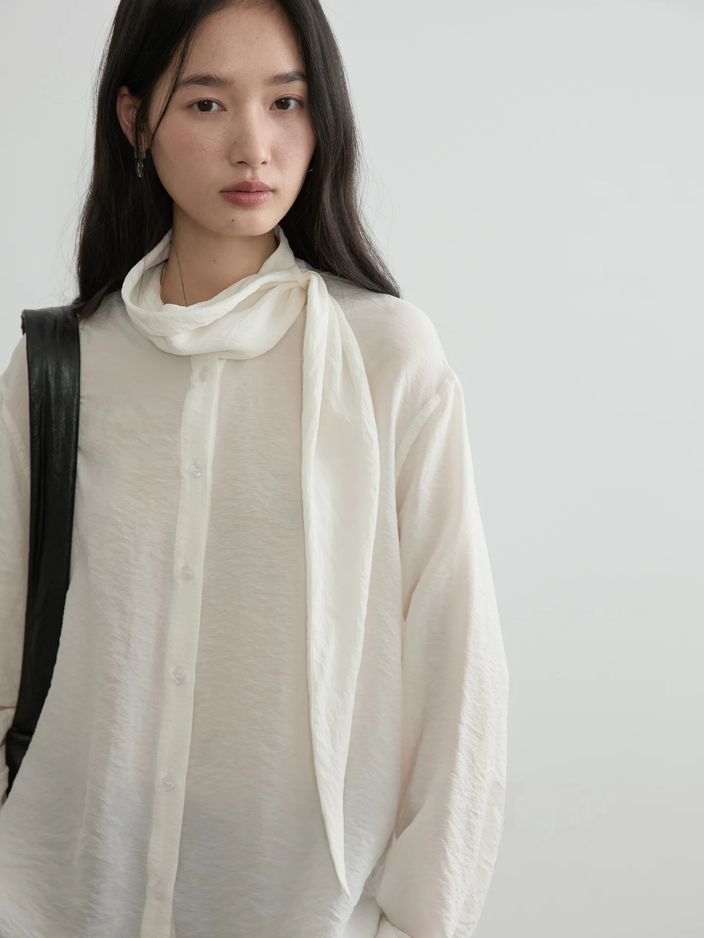 

CLIPETTE Casual Waed Copper Ammonia Silk Scarf Netie Design Long Sve Loose Fit Women's irt Comfortable Breathable