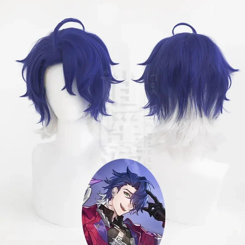 Qq 123 alta qualidade sampo cos 35cm especial dois tons resistente ao calor cabelo sintético festa de halloween anime cosplay perucas peruca