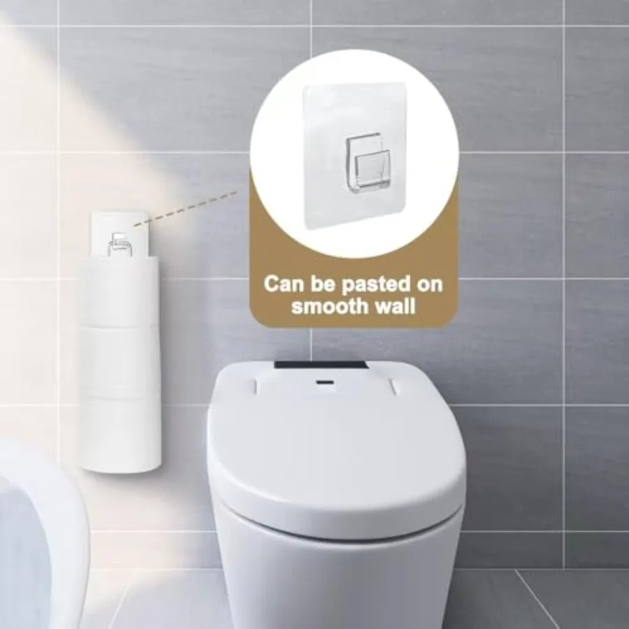 Toilet Paper Holder with Storagefor 3 Roll Tissue Wall Mounted Over The Tank Toilet Paper Holder Organizer Self Adhesive Toilet