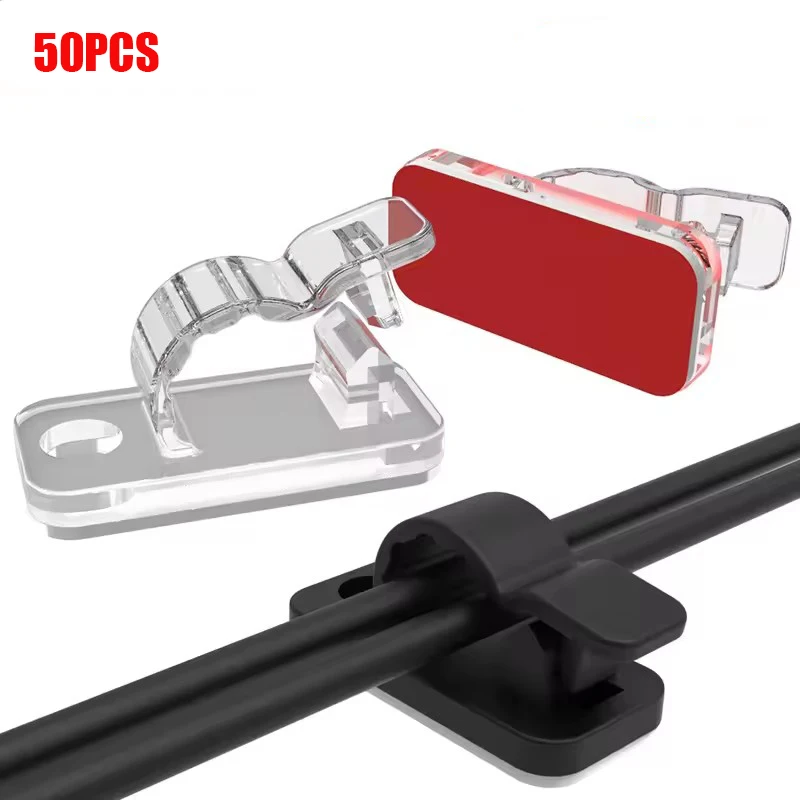 20/50Pcs Self Adhesive Cable Clips Cord Management Wire Organizers Desk Tidy Clamp for Home Office Car Cable Manager
