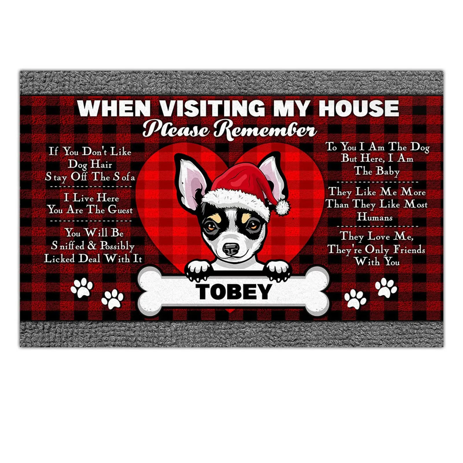 HX Chihuahua Custom Name Welcome Mats Christmas When Visiting My House 3D Print Flannel Carpets Entryway Xmas Rugs Dropshipping