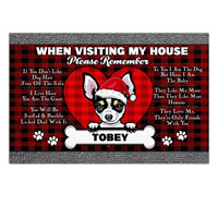 HX Chihuahua Custom Name Welcome Mats Christmas When Visiting My House 3D Print Flannel Carpets Entryway Xmas Rugs Dropshipping