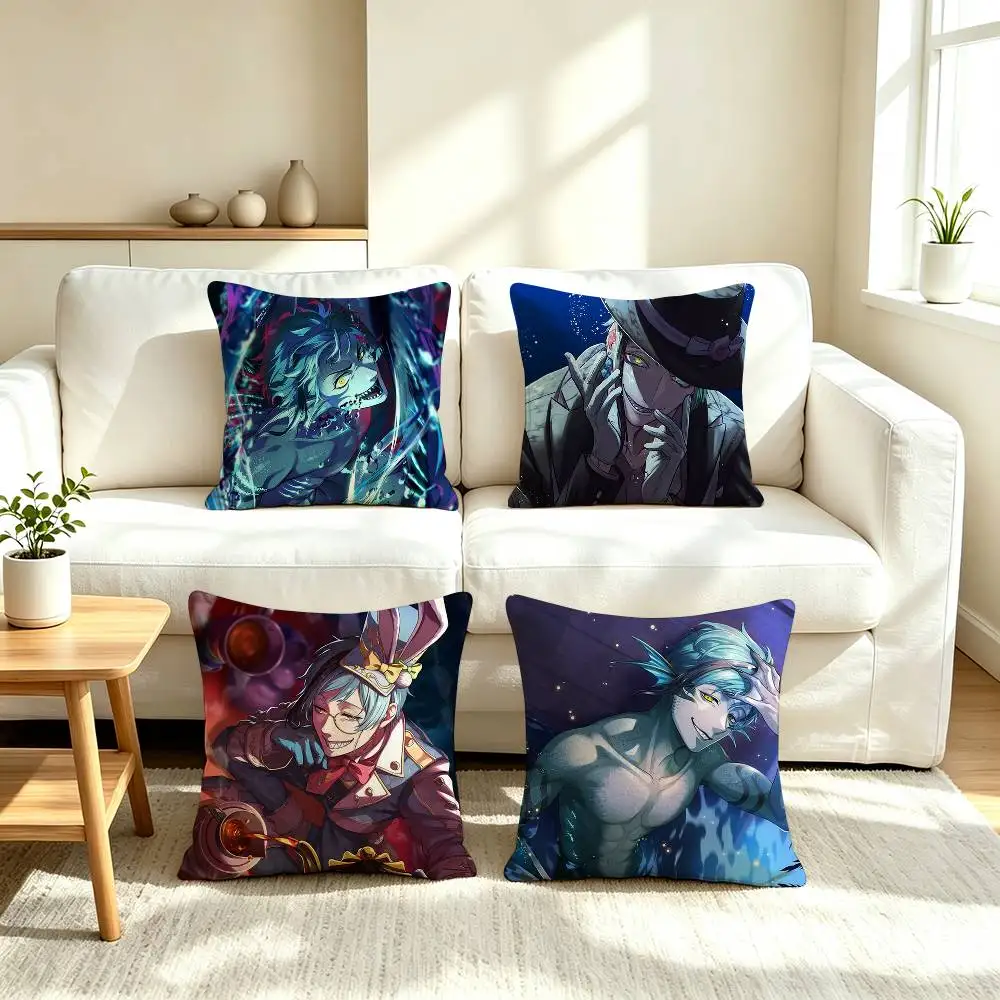 F-Floyd L-Leech Twisted Wonderland  Square Double-Sided printed Pillow Case Bedroom Bedside Pillow Sofa Cushion Cover