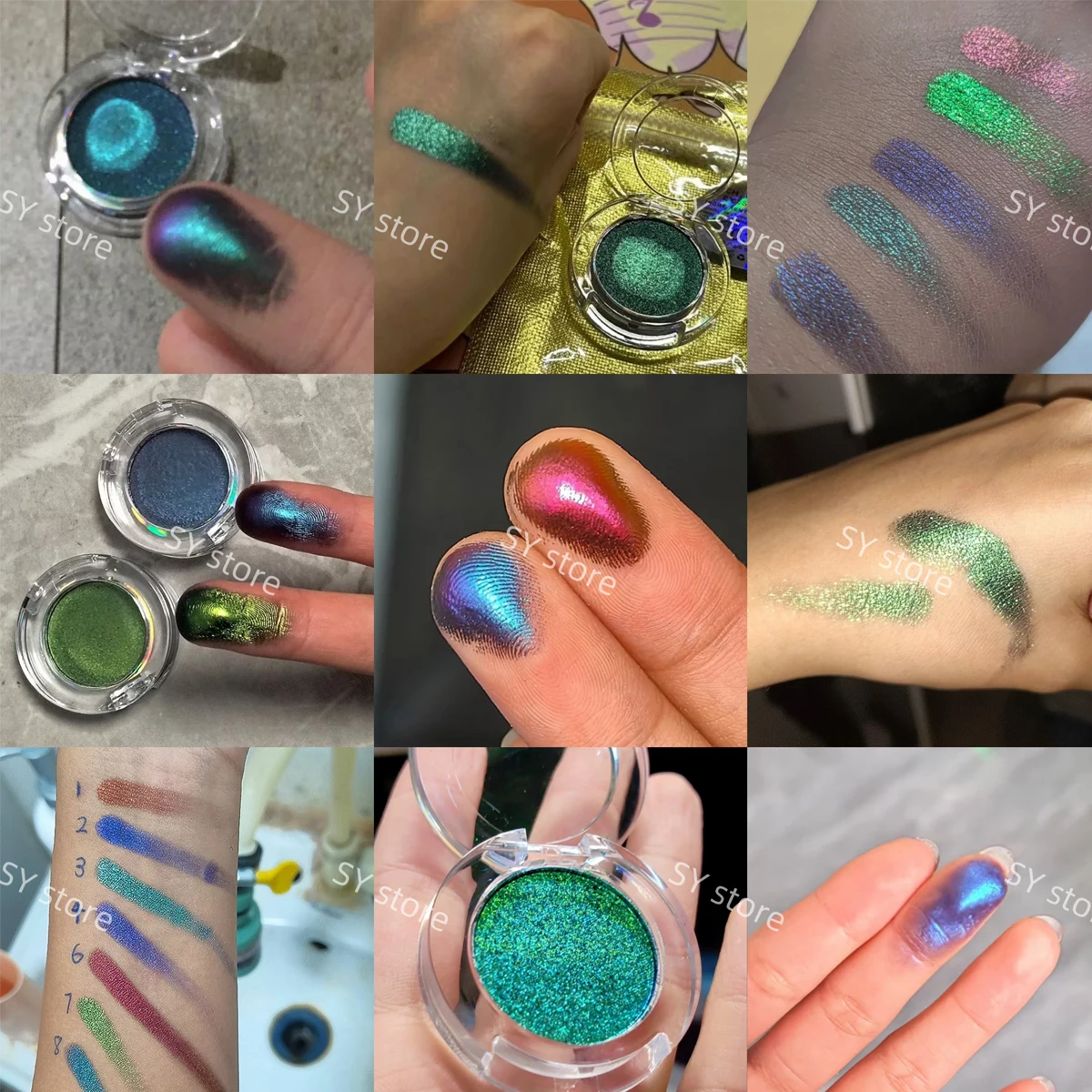 Chameleon Multichrome Eyeshadow Color Shift Duochrome Metallic Glitter High Pigment Pressed Pigment For Eye Makeup Cosplay